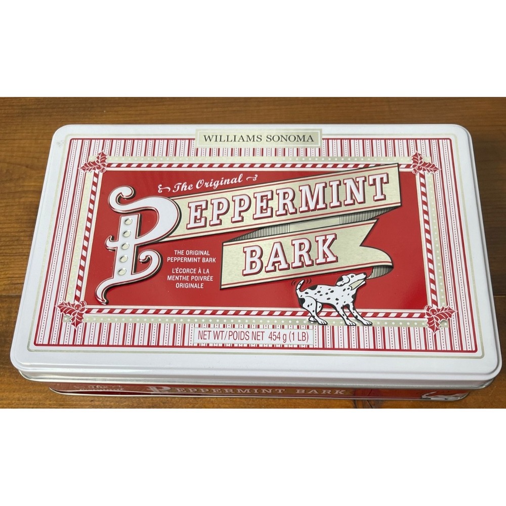 Williams and Sonoma Peppermint Bark 1-lb tin (just tin)